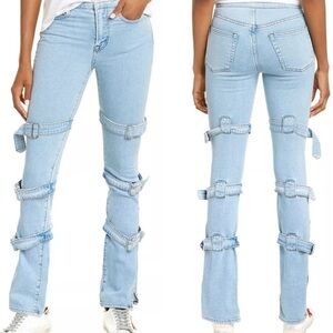 Cotton Citizen Split Hem Low Rise Strap Jeans In Light Blue Women's Size 26